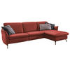 ECKSOFA in Lederlook (vegan) Rot  - Rot/Nickelfarben, Modern, Textil/Metall (263/179cm) - Livetastic
