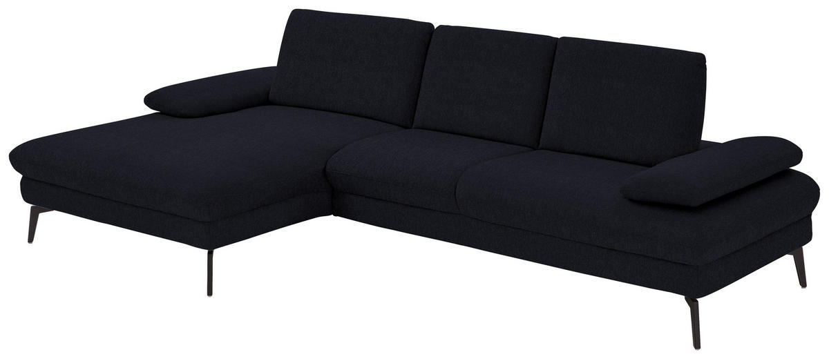 ECKSOFA in Chenille, Mikrofaser Schwarz  - Schwarz, Design, Textil/Metall (157/299cm) - Dieter Knoll