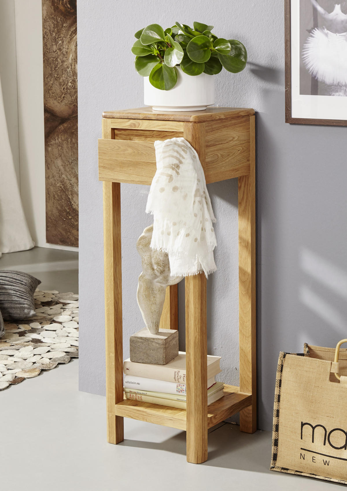 BLUMENSÄULE in Holz 30/30/90 cm  - Eichefarben, Design, Holz (30/30/90cm) - Livetastic