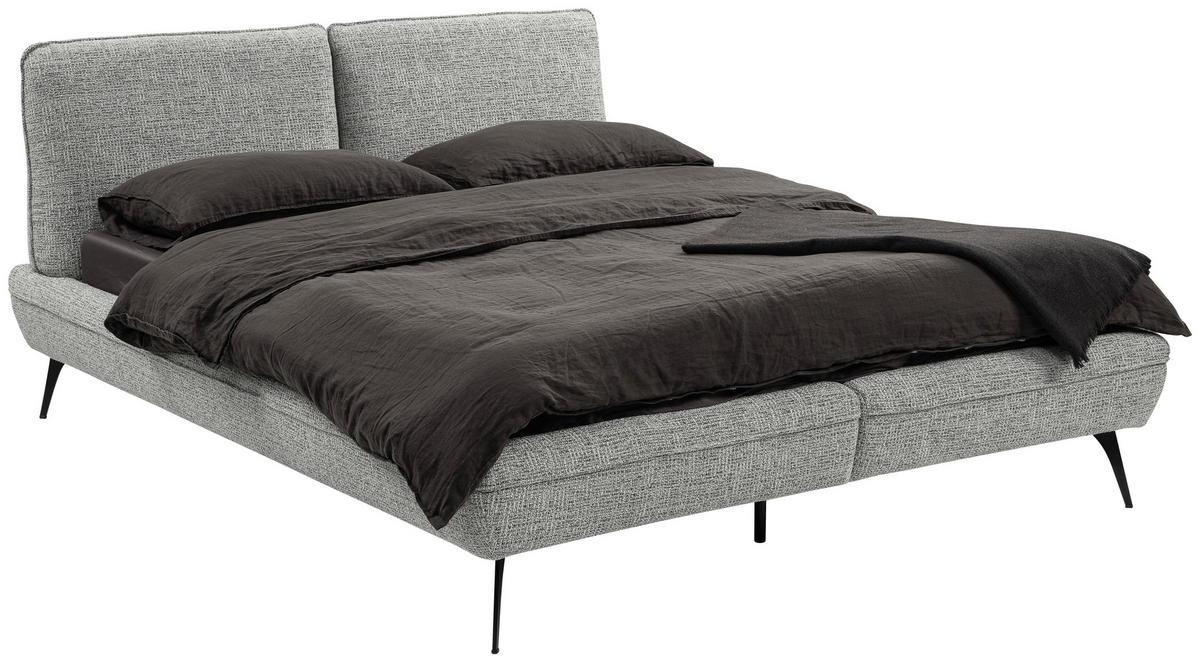 Pat Tapițat, 160/200 cm, gri - culoare natur/negru, Modern, lemn/metal (160/200cm) - Voleo