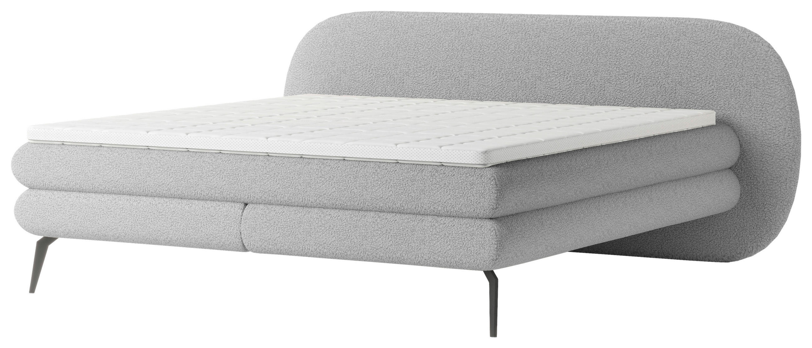 PAT BOXSPRING  in gri deschis  - gri deschis/negru, Modern, metal/textil (228/100/220cm) - Esposa
