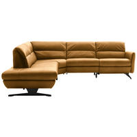 ECKSOFA in Echtleder Currygelb  258/286 cm  - Currygelb/Schwarz, Design, Leder/Metall (258/286cm) - Schöner Wohnen