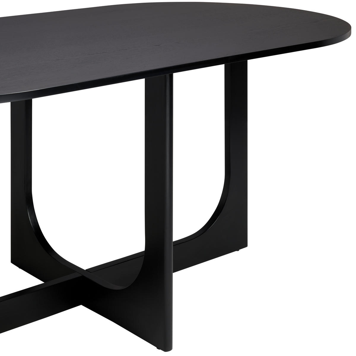 ESSTISCH Echtholz  Holz oval Schwarz  - Schwarz, Basics, Holz (180/76/90cm) - MID.YOU
