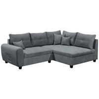 ECKSOFA Anthrazit Mikrovelours  - Anthrazit/Schwarz, Basics, Kunststoff/Textil (248/176cm) - MID.YOU