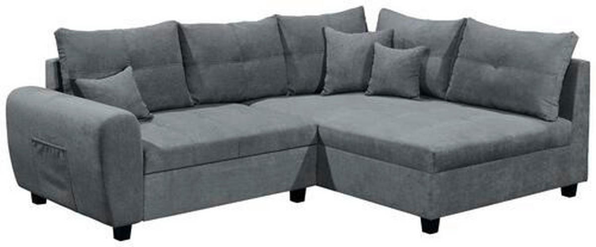ECKSOFA Anthrazit Mikrovelours  - Anthrazit/Schwarz, Basics, Kunststoff/Textil (248/176cm) - MID.YOU
