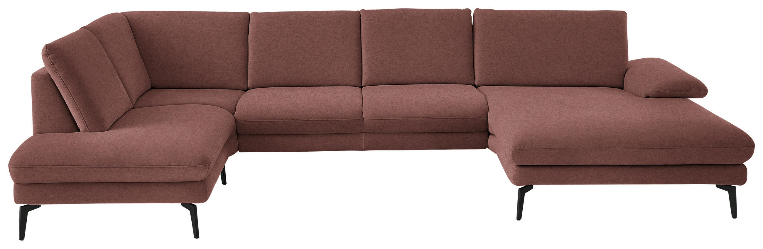 WOHNLANDSCHAFT  in Chenille, Flachgewebe Weinrot  - Weinrot/Schwarz, Design, Textil/Metall (208/344/180cm) - Dieter Knoll