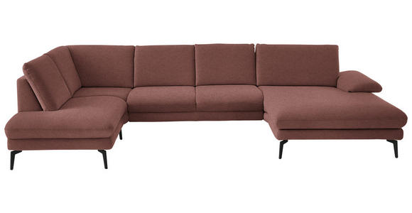 WOHNLANDSCHAFT  in Chenille, Flachgewebe Weinrot  - Weinrot/Schwarz, Design, Textil/Metall (208/344/180cm) - Dieter Knoll