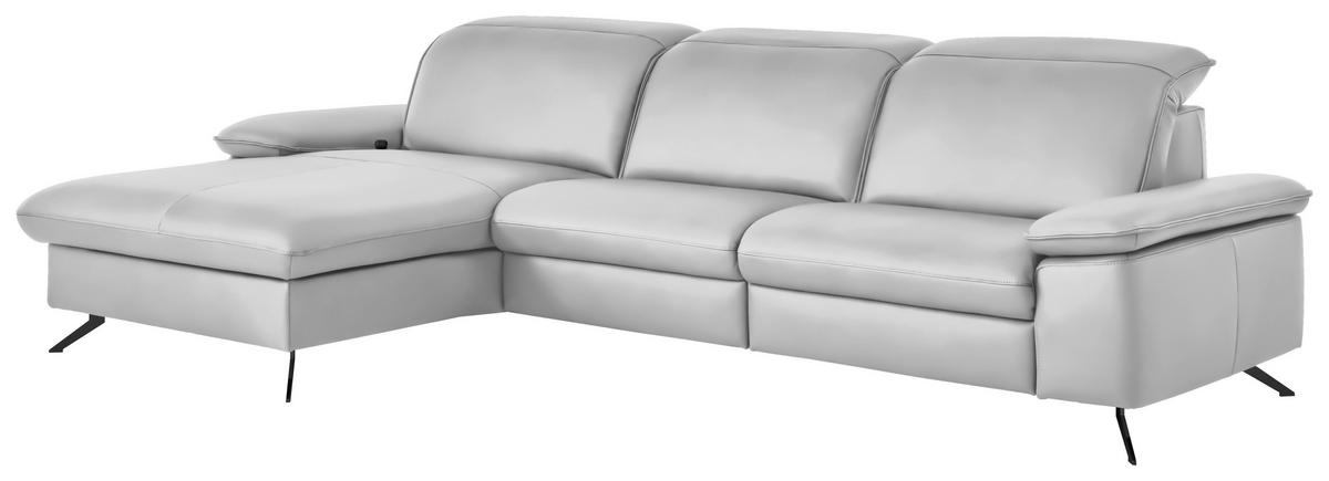 ECKSOFA  Echtleder Weiss  - Weiss/Schwarz, Design, Leder/Metall (169/307cm) - Beldomo Premium
