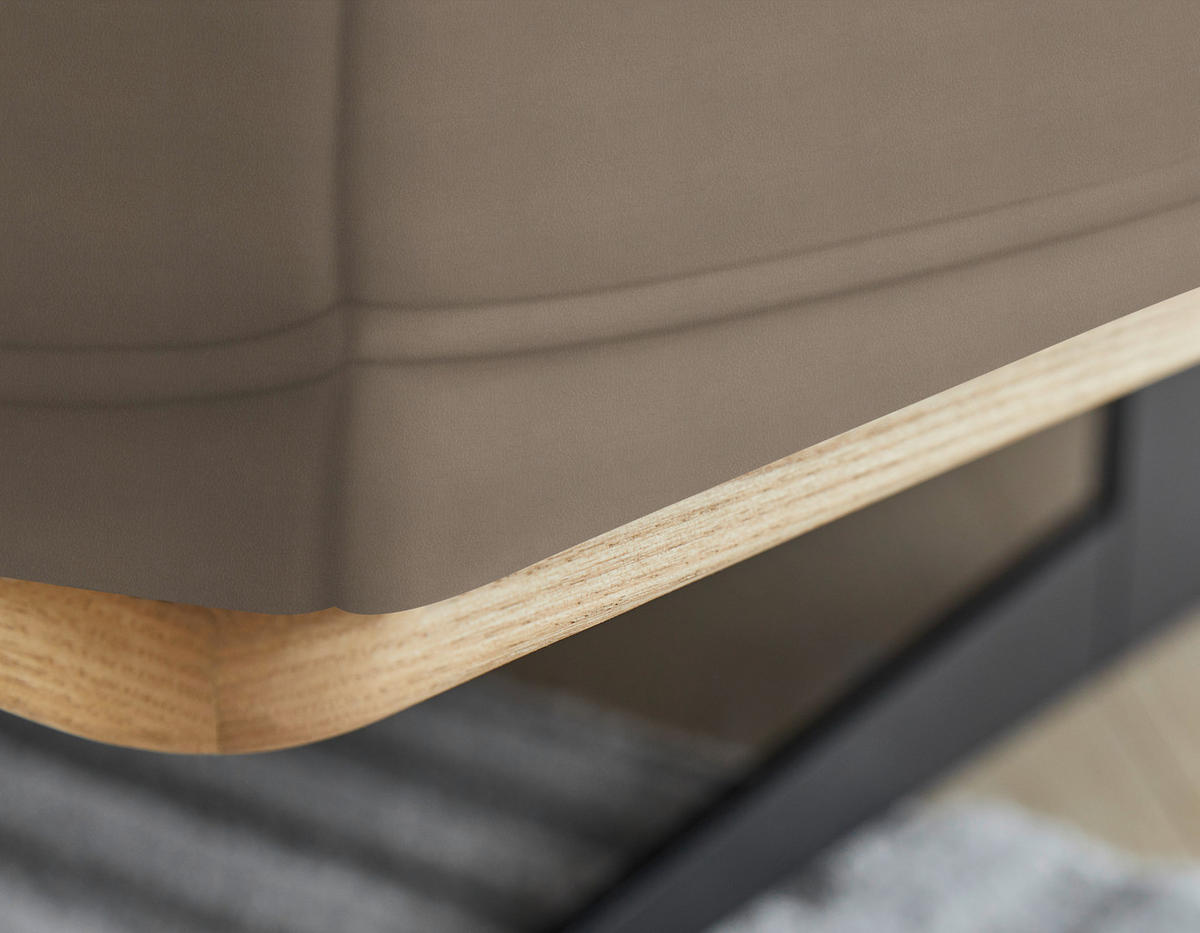 ECKSOFA in Echtleder Hellbraun  - Hellbraun/Eichefarben, Design, Leder/Holz (305/163cm) - Novel