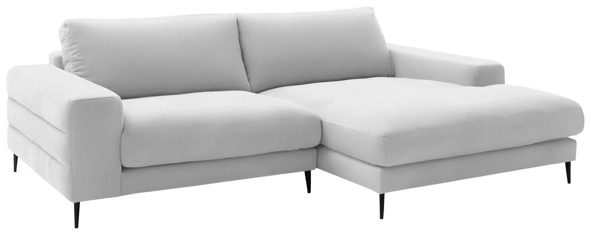 ECKSOFA in Flachgewebe Creme  - Creme/Schwarz, Design, Textil/Metall (253/177cm) - Dieter Knoll