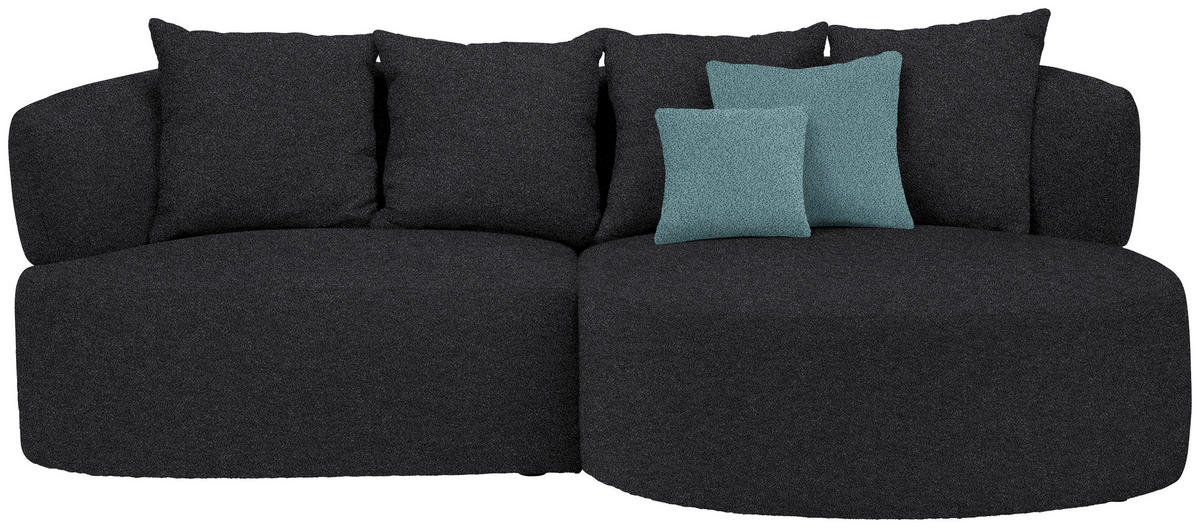 ECKSOFA in Plüsch Anthrazit  235/166 cm  - Anthrazit/Petrol, MODERN, Kunststoff/Textil (235/166cm) - Hom`in