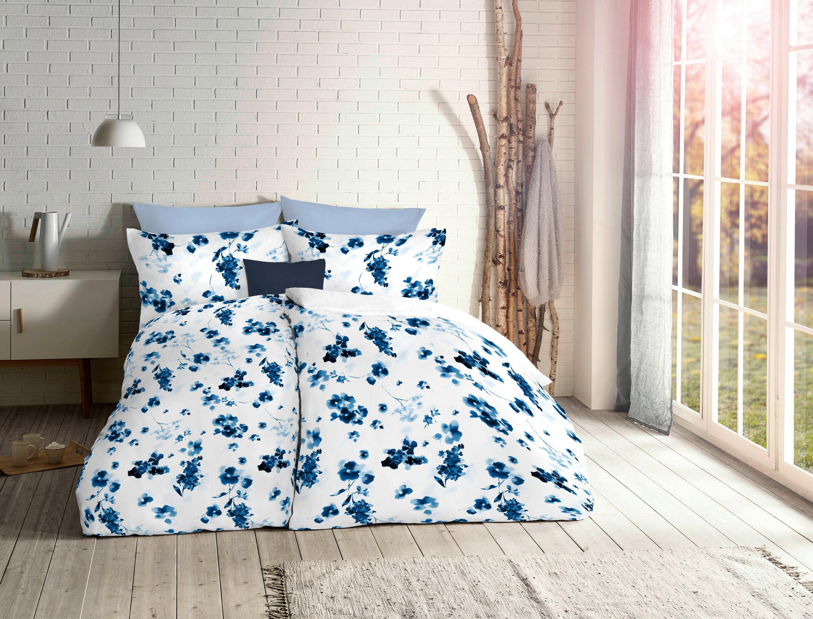 BETTWÄSCHE Provence Cassis Leinenoptik 155/220 cm  - Blau, Basics, Textil (155/220cm) - Fleuresse
