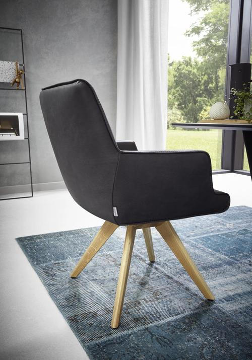 ARMLEHNSTUHL in Echtleder pigmentiert - Eichefarben/Dunkelbraun, Design, Leder/Holz (64/93/65cm) - Ambiente