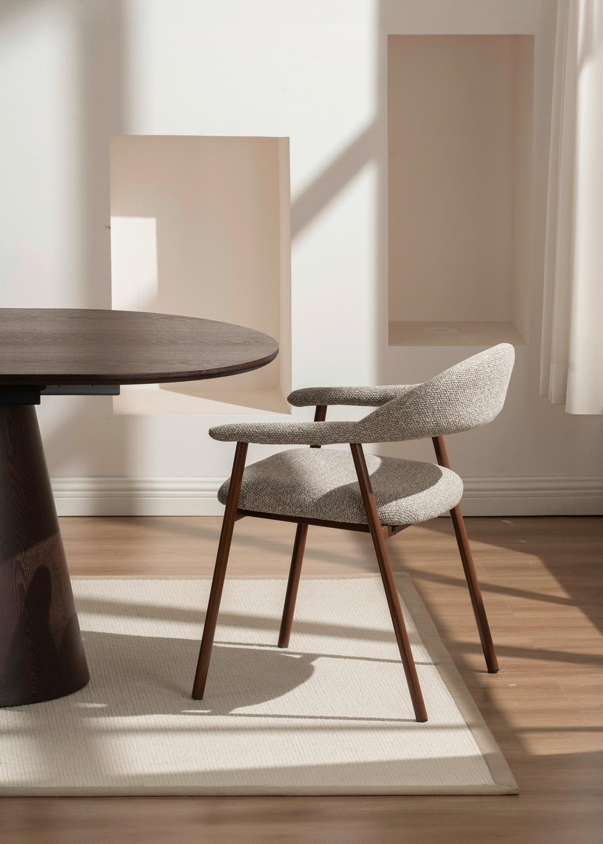 ARMLEHNSTUHL  in Eisen Bouclé  - Eichefarben/Beige, Basics, Holz/Textil (59/75/62cm) - Livetastic