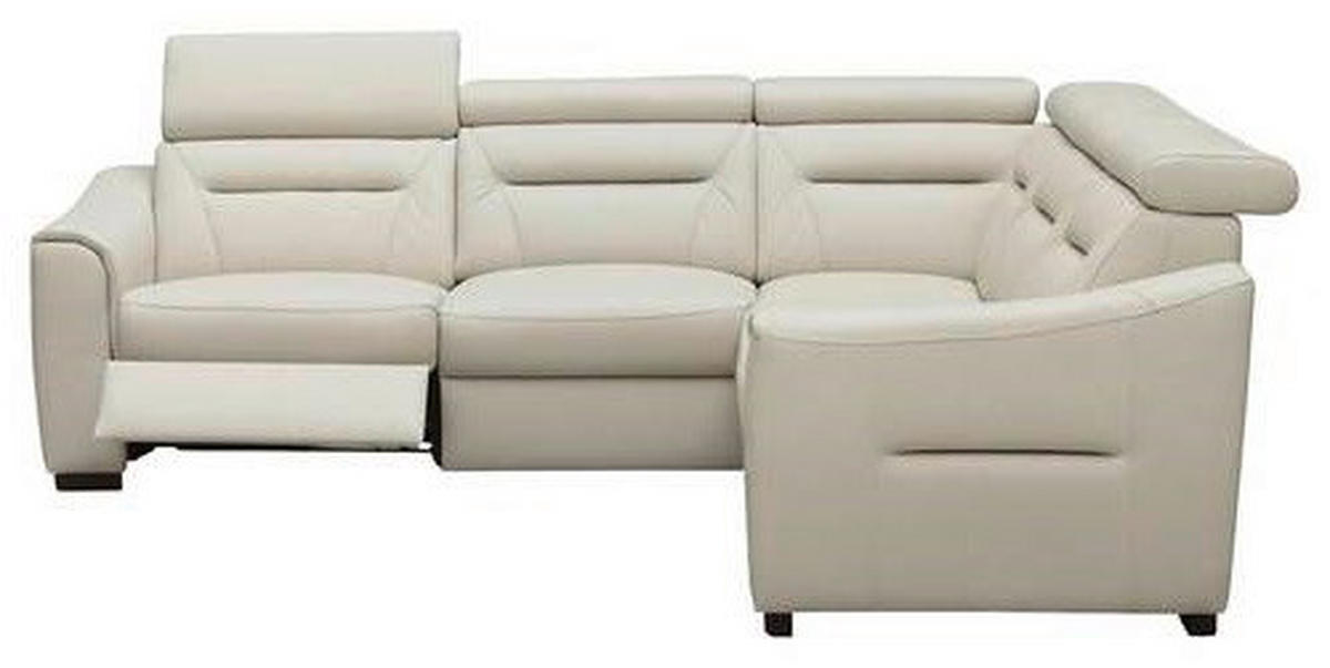 ECKSOFA Creme Echtleder Lederlook Schlaffunktion, Rücken echt, Relaxfunktion, Kopfteilverstellung  - Wengefarben/Creme, Design, Leder/Holz (260/260cm) - Celina Home