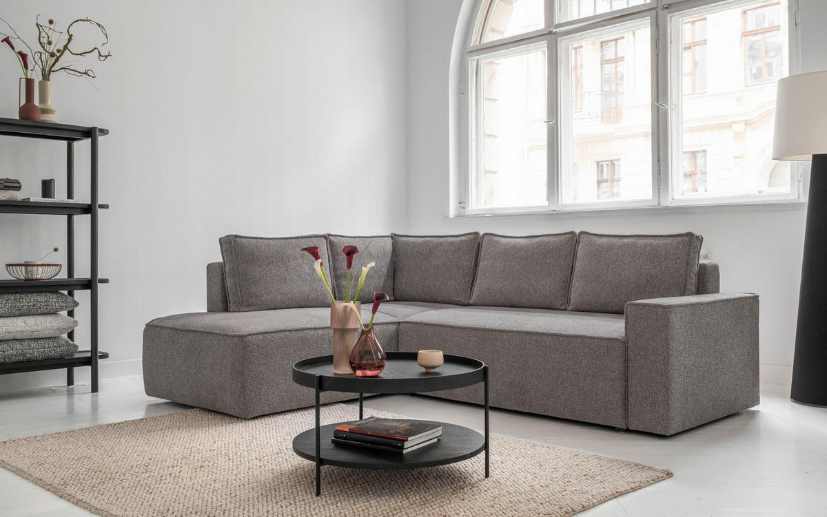 KUTNA GARNITURA tekstil  siva   - bijela/siva, Design, tekstil/plastika (194/246cm) - MID.YOU
