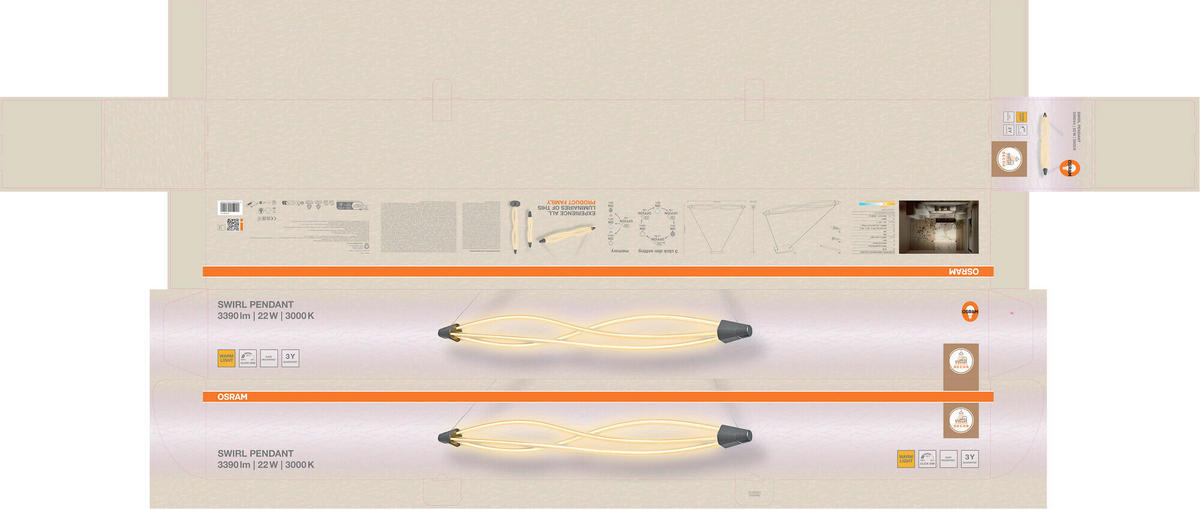 LED-HÄNGELEUCHTE 128.2/12.7/128.2 cm  - Dunkelgrau, Design, Kunststoff (128.2/12.7/128.2cm) - Osram