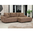 ECKSOFA Braun Lederlook  - Schwarz/Braun, KONVENTIONELL, Kunststoff/Textil (286/195cm) - Ambia Home