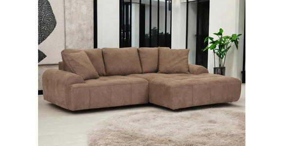 ECKSOFA Braun Lederlook  - Schwarz/Braun, KONVENTIONELL, Kunststoff/Textil (286/195cm) - Ambia Home