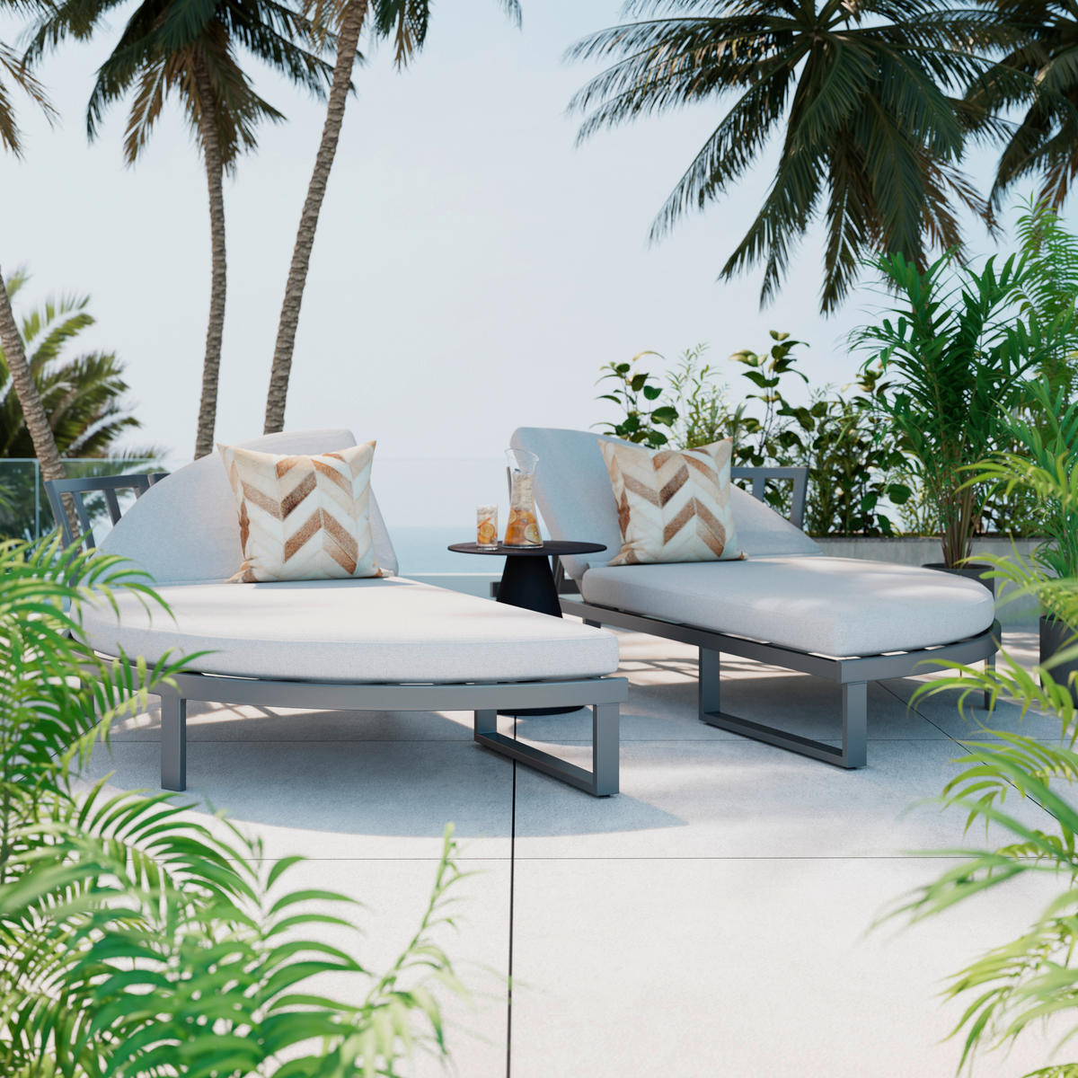 SONNENINSEL 200/66/200 cm  - Anthrazit/Grau, Modern, Textil/Metall (200/66/200cm) - Ambia Garden