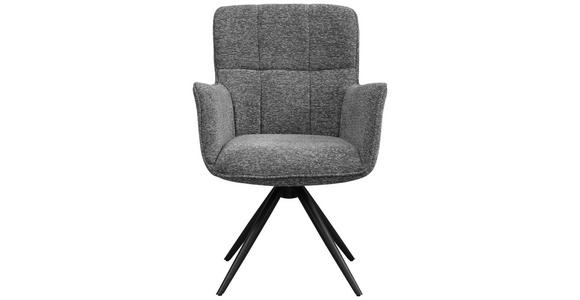 ARMLEHNSTUHL  Sitzfläche 360° drehbar, automatische Rückholfunktion Webstoff  Schwarz, Dunkelgrau  - Dunkelgrau/Schwarz, Design, Textil/Metall (61/89/63.5cm) - Carryhome