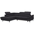 ECKSOFA in Echtleder Dunkelbraun  - Dunkelbraun/Schwarz, Design, Leder/Metall (220/270cm) - Novel