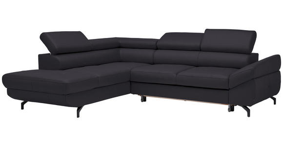 ECKSOFA in Echtleder Dunkelbraun  - Dunkelbraun/Schwarz, Design, Leder/Metall (220/270cm) - Novel