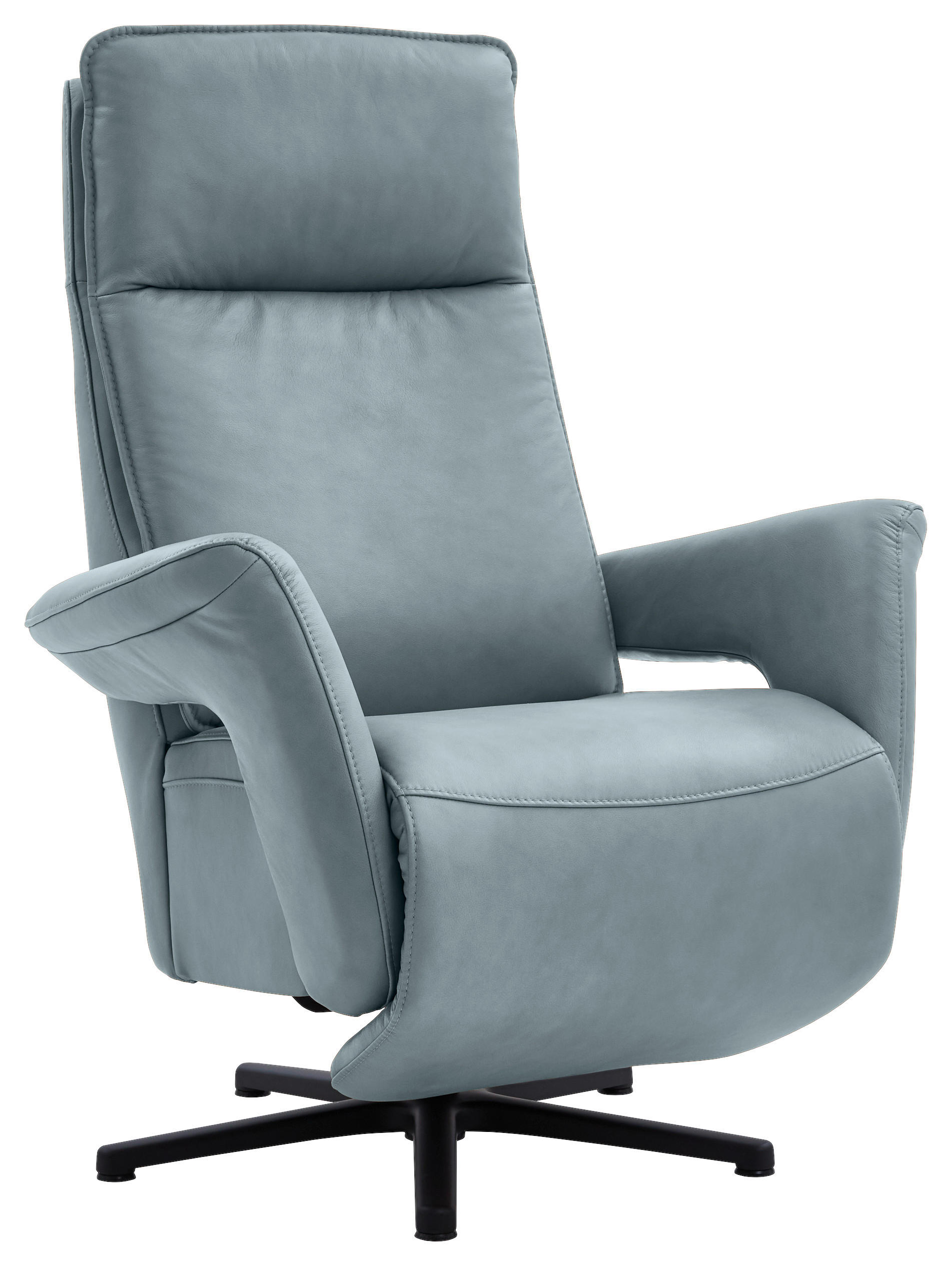 RELAXSESSEL in Leder Blaugrau  - Blaugrau/Schwarz, Design, Leder/Metall (83/112/87-174cm) - Valdera