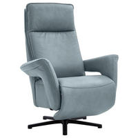 RELAXSESSEL in Leder Blaugrau  - Blaugrau/Schwarz, Design, Leder/Metall (83/112/87-174cm) - Valdera