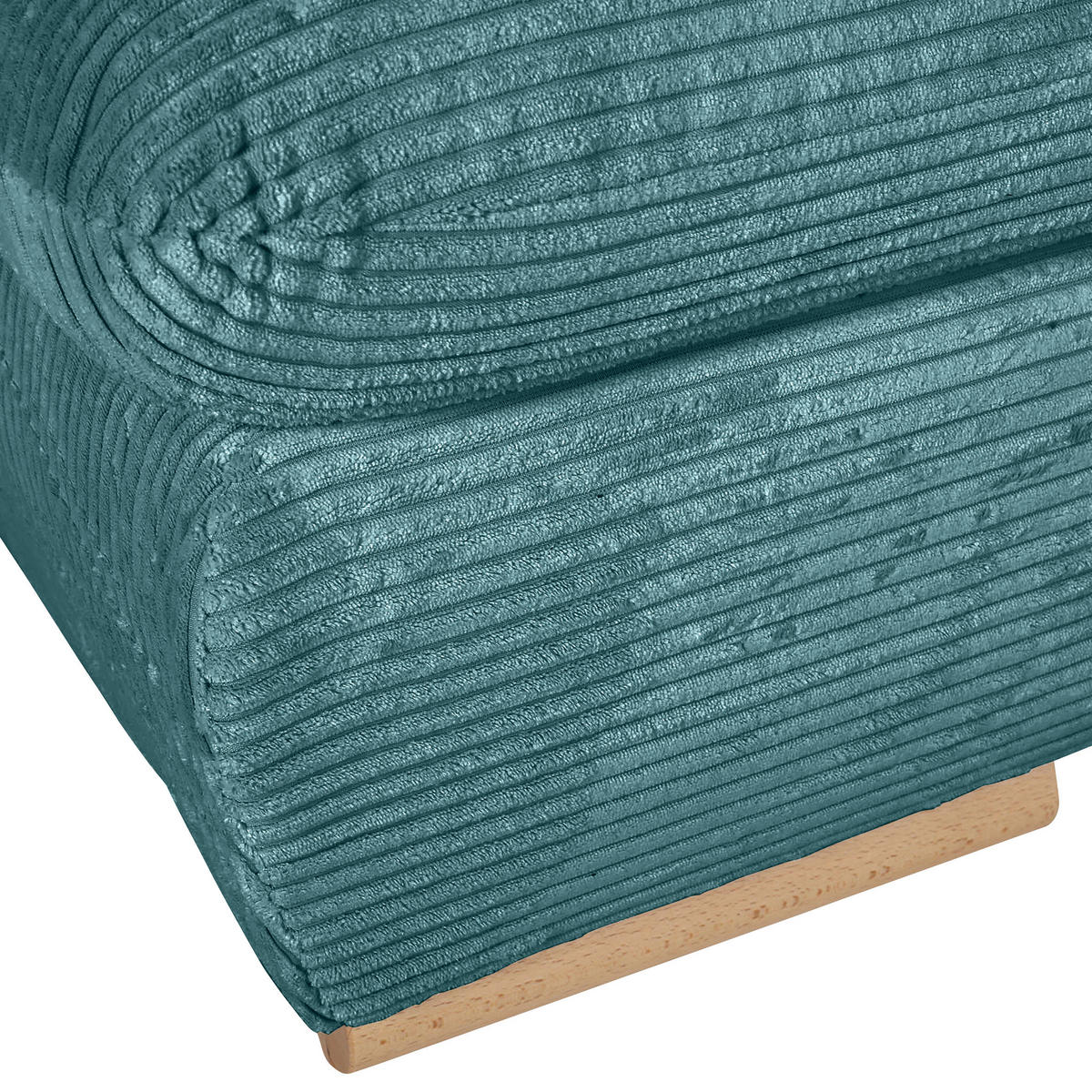 SCHLAFSOFA Cord Türkis  - Türkis/Naturfarben, KONVENTIONELL, Holz/Textil (200/75/92cm) - home24