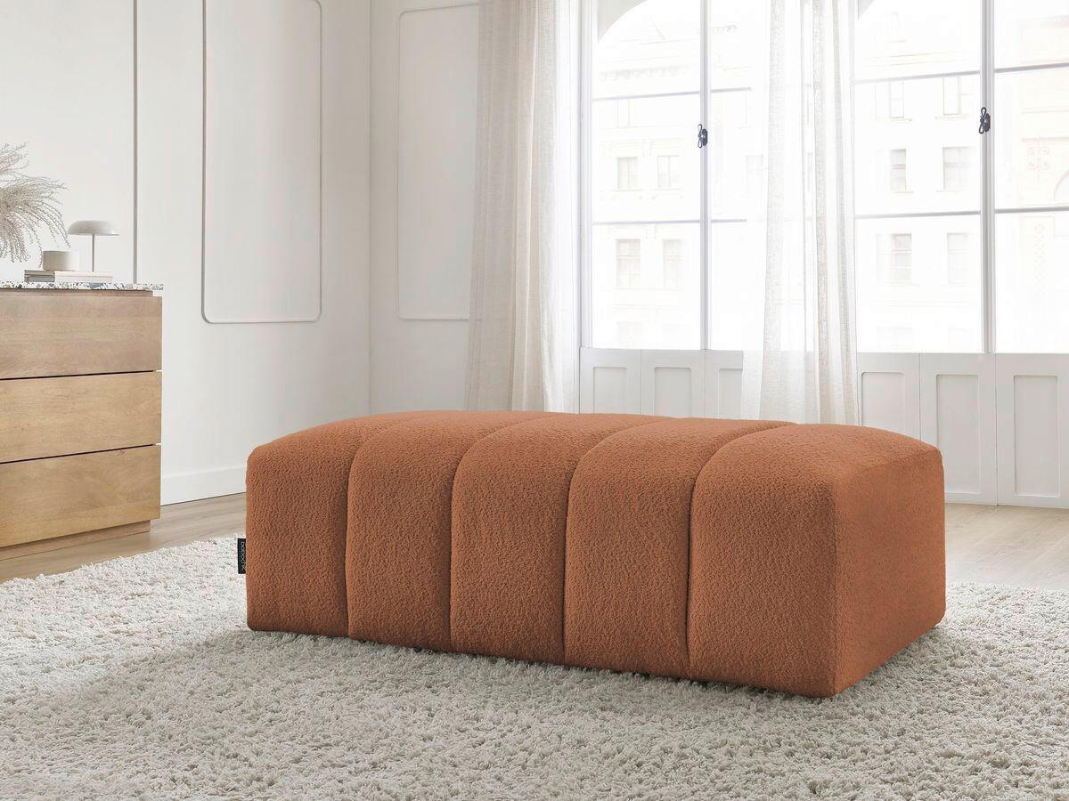 HOCKER ANNECY Bouclé Orange  - Schwarz/Orange, MODERN, Kunststoff/Textil (140/45/70cm)