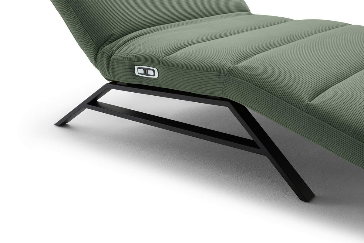 RELAXLIEGE Feincord Olivgrün  - Schwarz/Olivgrün, Design, Textil/Metall (120/54-113/158-198cm) - Pure Home Lifestyle