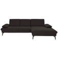 ECKSOFA in Mikrofaser, Chenille Mokka  - Schwarz/Mokka, Design, Textil/Metall (299/157cm) - Dieter Knoll