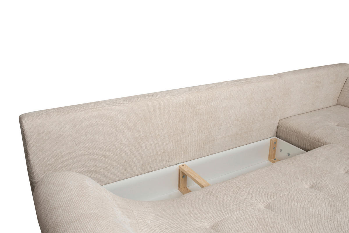ECKSOFA in Struktur Creme  - Creme/Schwarz, Konventionell, Textil/Metall (274/194cm) - Carryhome