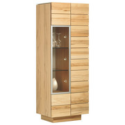 VITRINE in massiv, mehrschichtige Massivholzplatte (Tischlerplatte) Wildeiche Eichefarben - Eichefarben, Natur, Glas/Holz (64/202/42.5cm) - Voglauer