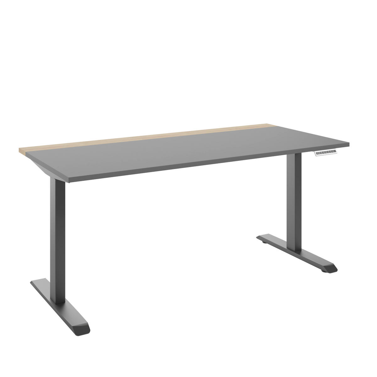 SCHREIBTISCH 160/75/72-122 cm  in Grau, Hickory  - Anthrazit/Grau, MODERN, Holzwerkstoff/Metall (160/75/72-122cm) - Novel