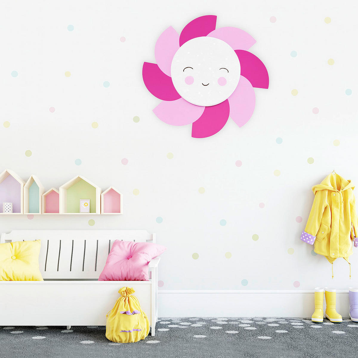 LED-KINDERDECKENLEUCHTE Sonne Siri Starlight 75/50/8 cm   - Pink, Basics, Holz (75/50/8cm)