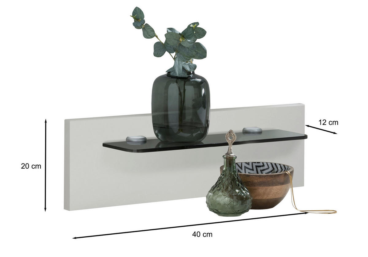 NACHTKOMMODENPANEEL 40/20/12 cm  in  - Weiss/Grau, Konventionell, Glas/Holzwerkstoff (40/20/12cm) - Dieter Knoll
