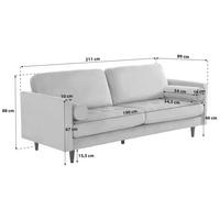 3-SITZER-SOFA Samt Grau  - Schwarz/Grau, MODERN, Holz/Textil (211/88/89cm) - P & B