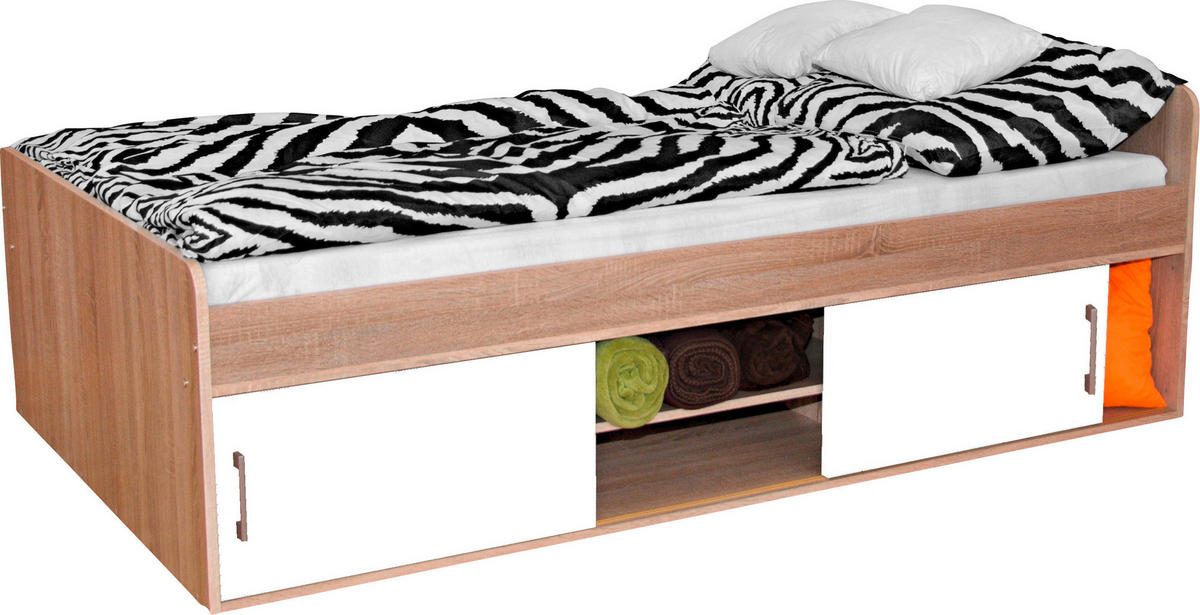 POSTEĽ 120/200 cm,  - biela/dub sonoma, Konventionell, kompozitné drevo (120/200cm) - Cantus