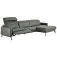 ECKSOFA Anthrazit Echtleder Kopfteilverstellung  - Anthrazit/Schwarz, Design, Leder/Metall (323/179cm) - Dieter Knoll
