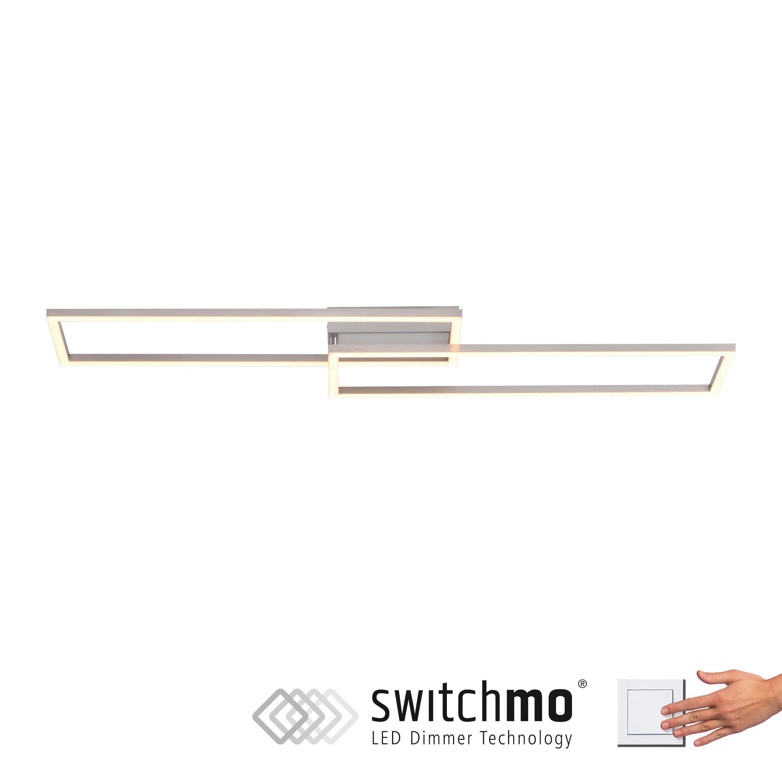 LED SVJETILJKA STROPNA  - boje oplemenjenog čelika, Design, metal/plastika (92,4/22/7cm)