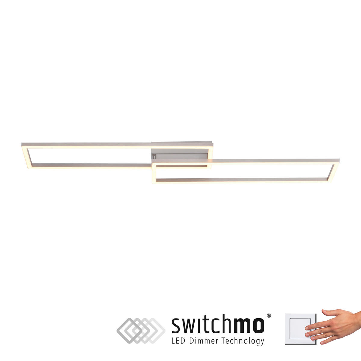 LED SVJETILJKA STROPNA  - boje oplemenjenog čelika, Design, metal/plastika (92,4/22/7cm)