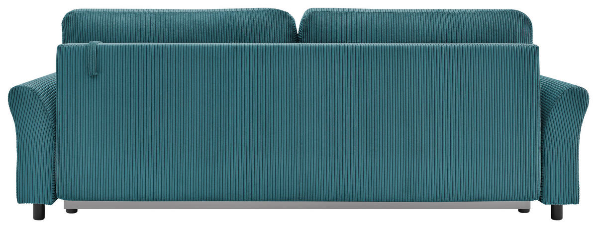 SCHLAFSOFA Malta Cord Hellblau  inkl. Zierkissen, Rückenkissen, Bettkasten, Schlaffunktion, Rücken echt  - Schwarz/Hellblau, Design, Textil (244/88/100cm) - P & B