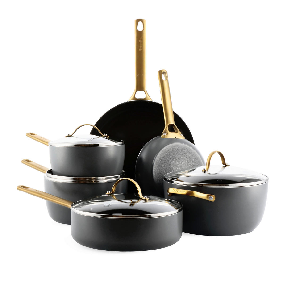 KOCHTOPFSET Padova Reserve 6-teilig  - Goldfarben/Schwarz, Basics, Glas/Metall (0cm)