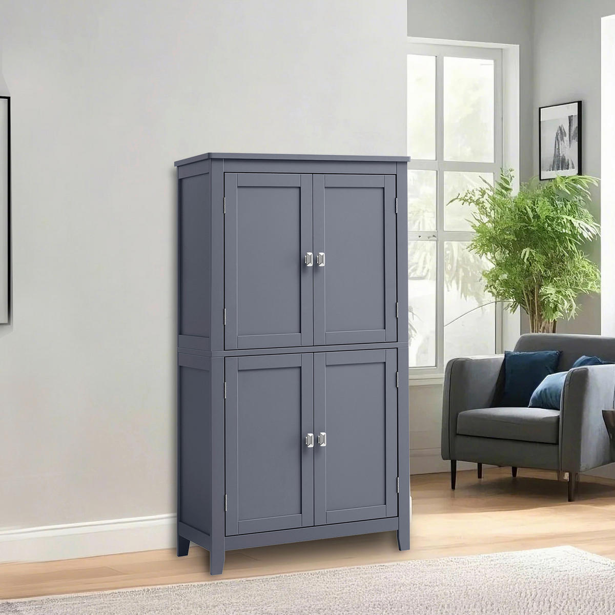 MIDISCHRANK 60/110/30 cm  - Goldfarben/Grau, MODERN, Holzwerkstoff/Metall (60/110/30cm) - MID.YOU