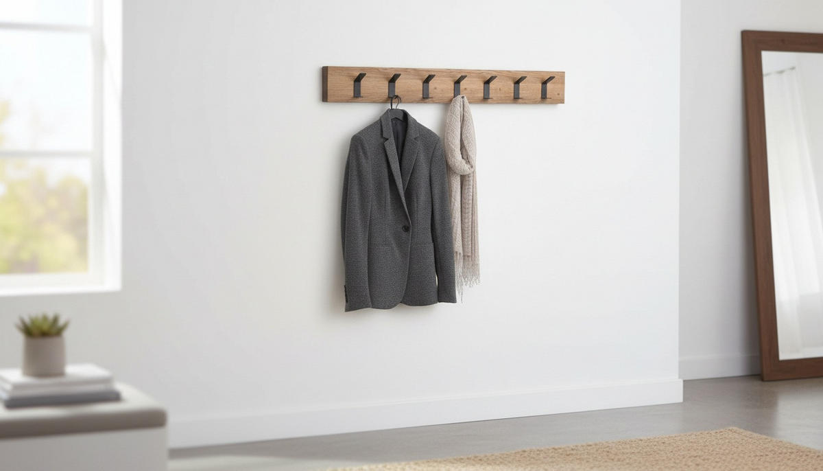 GARDEROBENPANEEL  in 70/10/5 cm  - Eichefarben/Schwarz, Basics, Holzwerkstoff/Metall (70/10/5cm)