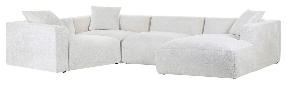 WOHNLANDSCHAFT in Chenille Creme  - Creme/Schwarz, MODERN, Kunststoff/Textil (225/356/178cm) - Carryhome