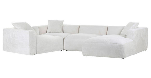 WOHNLANDSCHAFT in Chenille Creme - Creme/Schwarz, MODERN, Kunststoff/Textil (225/356/178cm) - Carryhome