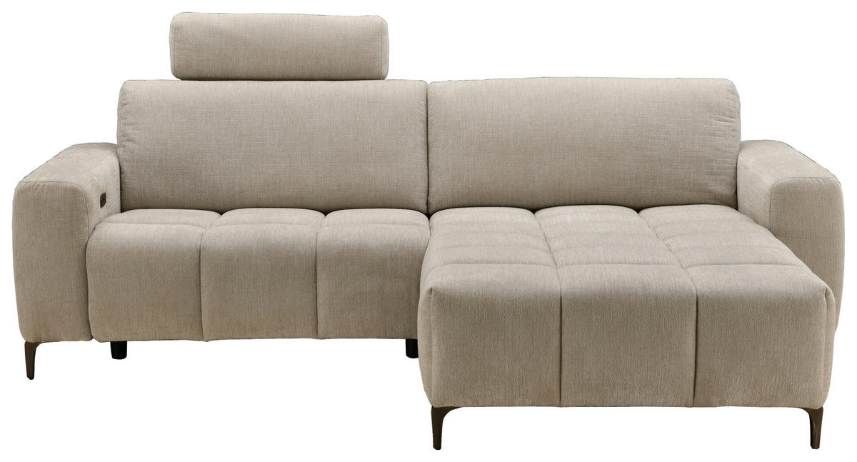 HÖRNSOFFA i chenille beige  - beige/svart, Design, metall/textil (246/165cm) - Carryhome
